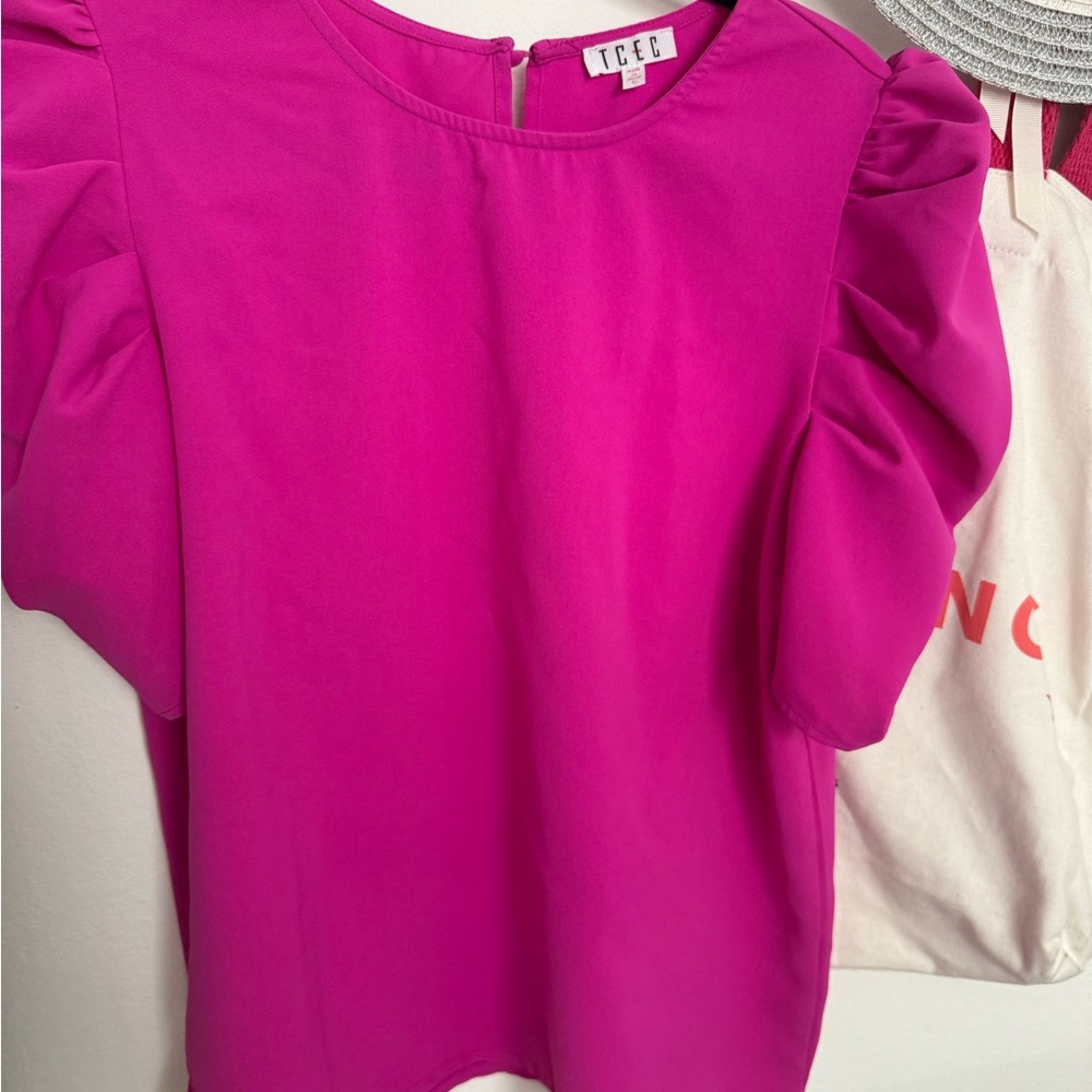 TCEC Boxy Pink Puff Sleeve Blouse